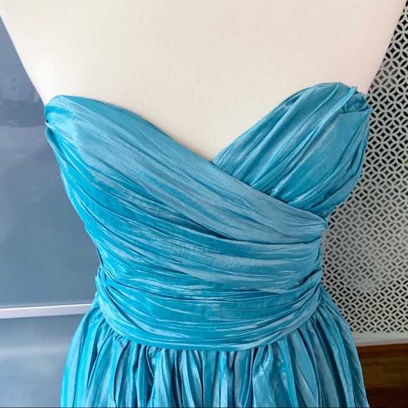 ABS Allen Schwartz Strapless Blue Cocktail Dress - Picture 3 of 8